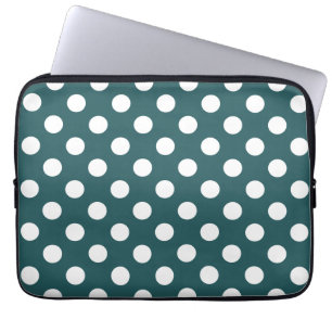 Funda Para Portátil Pos de polka blanco en verde azulado