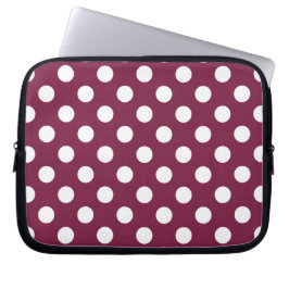 Funda Para Portátil Pos de polka blanco sobre burdeos