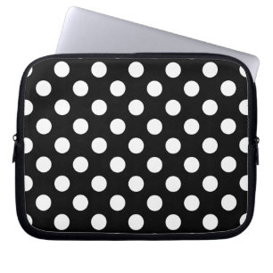 Funda Para Portátil Pos de polka blanco sobre negro