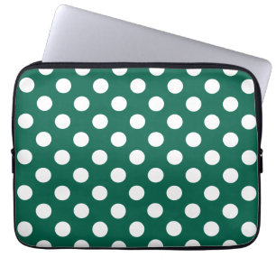 Funda Para Portátil Pos de polka blanco sobre verde sabio