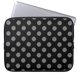 Funda Para Portátil Pos de polka gris y negro