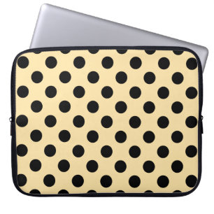 Funda Para Portátil Pos de polka negra en amarillo pálido