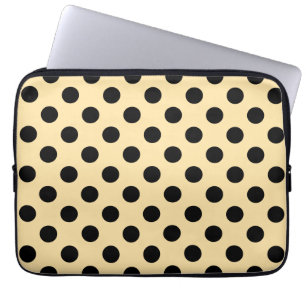 Funda Para Portátil Pos de polka negra en amarillo pálido