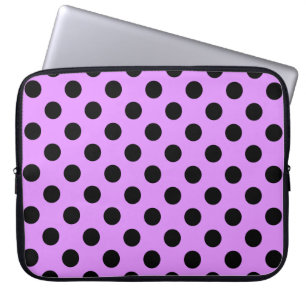 Funda Para Portátil Pos de polka negra en lila