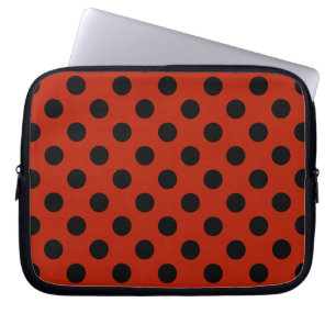 Funda Para Portátil Pos de polka negra en rojo