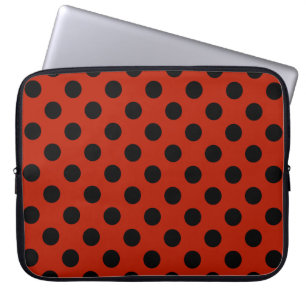 Funda Para Portátil Pos de polka negra en rojo