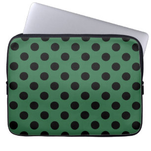Funda Para Portátil Pos de polka negra en verde gelatina
