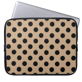 Funda Para Portátil Pos de polka negro en beige