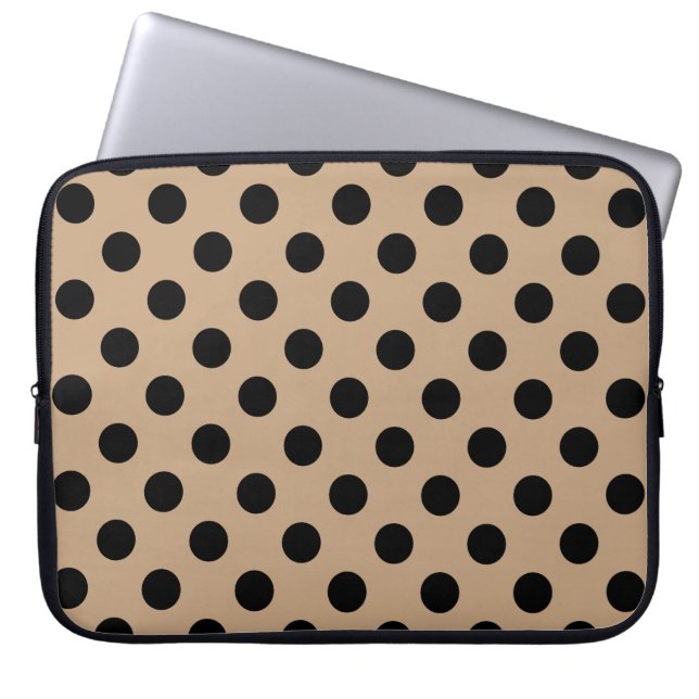 Funda Para Portátil Pos de polka negro en beige (Frente)