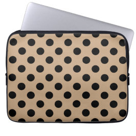 Funda Para Portátil Pos de polka negro en beige