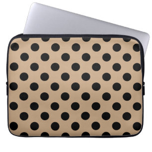 Funda Para Portátil Pos de polka negro en beige