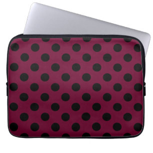 Funda Para Portátil Pos de polka negro en burdeos