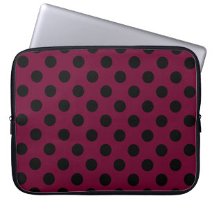 Funda Para Portátil Pos de polka negro en burdeos