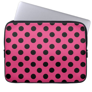 Funda Para Portátil Pos de polka negro en fucsia