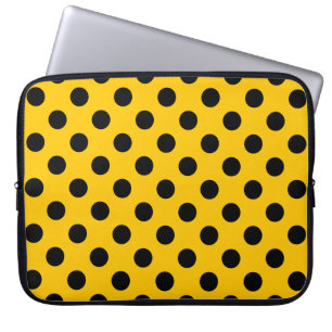 Funda Para Portátil Pos de polka negro sobre amarillo