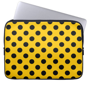 Funda Para Portátil Pos de polka negro sobre amarillo