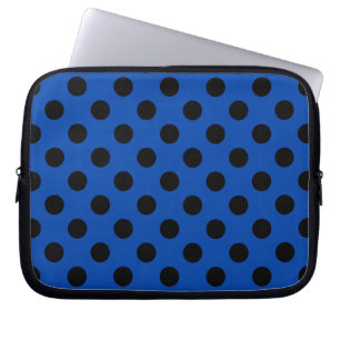 Funda Para Portátil Pos de polka negro sobre azul real