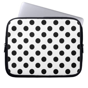 Funda Para Portátil Pos de polka negro sobre blanco
