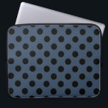 Funda Para Portátil Pos de polka negro sobre gris-azul<br><div class="desc">Pos de polka negro sobre gris-azul</div>