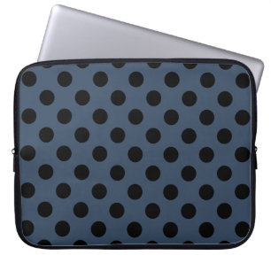 Funda Para Portátil Pos de polka negro sobre gris-azul
