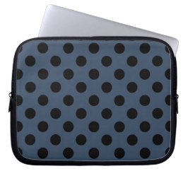 Funda Para Portátil Pos de polka negro sobre gris-azul