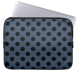 Funda Para Portátil Pos de polka negro sobre gris-azul