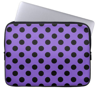 Funda Para Portátil Pos de polka negro sobre lavanda