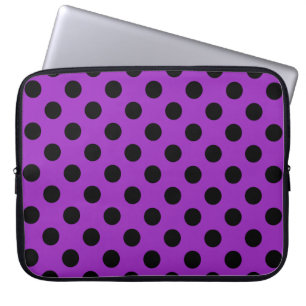 Funda Para Portátil Pos de polka negro sobre morado