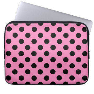 Funda Para Portátil Pos de polka negro sobre rosa