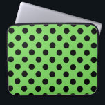 Funda Para Portátil Pos de polka negro sobre verde lima<br><div class="desc">Pos de polka negro sobre verde lima</div>