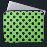 Funda Para Portátil Pos de polka negro sobre verde lima<br><div class="desc">Pos de polka negro sobre verde lima</div>