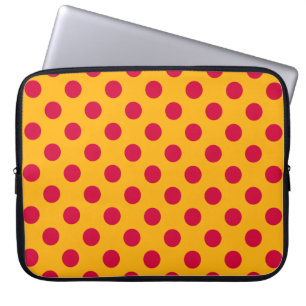 Funda Para Portátil Pos rojos de polka sobre amarillo