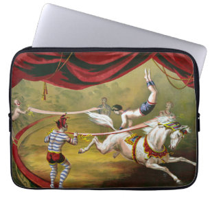 Funda Para Portátil Poster De Circo Con Acrobat Actuando A Caballo.
