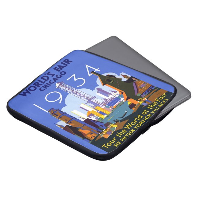 Funda Para Portátil Poster de la Feria Mundial de Chicago 1934 (Superior anverso)