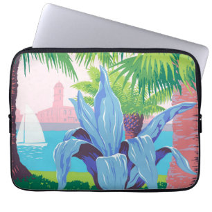 Funda Para Portátil Poster de viajes de época promocionando Puerto Ric
