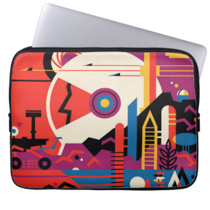 Funda Para Portátil Poster del Espacio Retro - Programa de Exploración