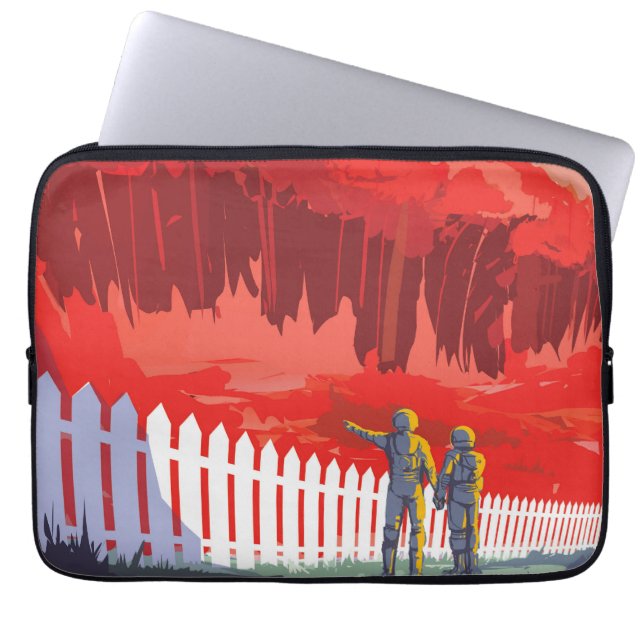 Funda Para Portátil Poster Retro Espacial De Kepler-186f. (Frente)