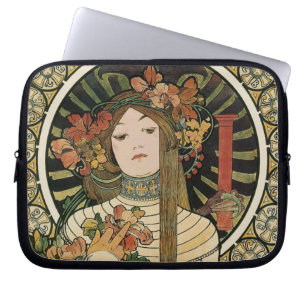 Funda Para Portátil Póster vintage de Alfonse Mucha Trappistine Nouvea