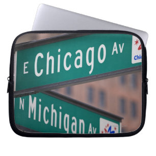 Funda Para Portátil Postes indicadores de la avenida de Chicago y de