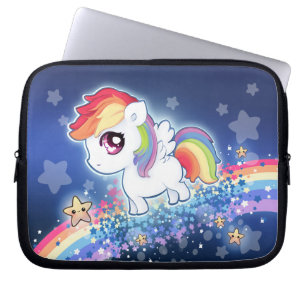 Funda Para Portátil Potro lindo del arco iris de Kawaii con la galaxia
