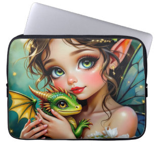 Funda Para Portátil Preciosa niña con tema de hada y dragón