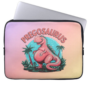 Funda Para Portátil Pregosaurus Funny Pregnancy Invitación Dino Mom