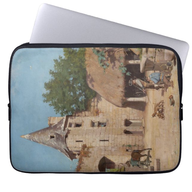 Funda Para Portátil Prepararse para la caza (escena medieval) (Frente)