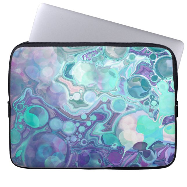 Funda Para Portátil Pretty Purple and Blue Abstract Faux Marble (Frente)