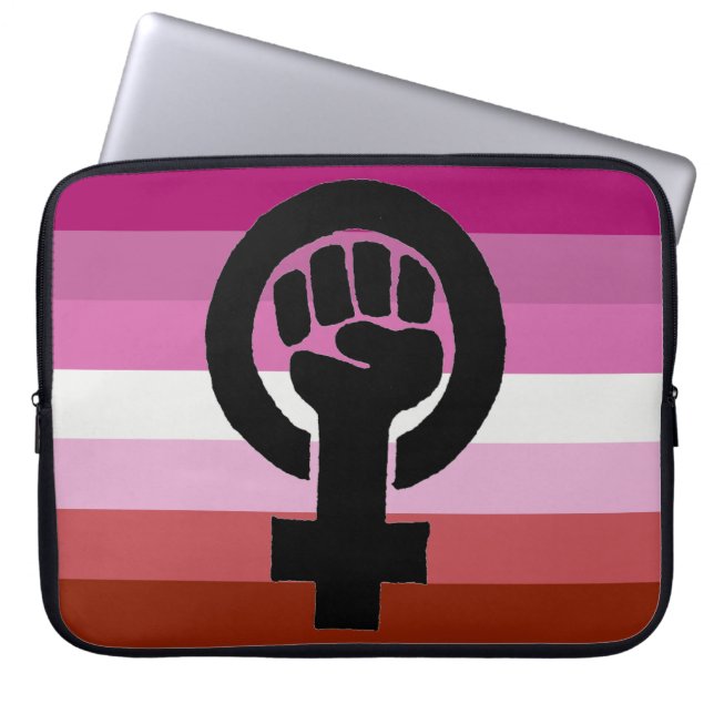 Funda Para Portátil Primera feminista de la bandera del orgullo lésbic (Frente)