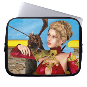 Funda Para Portátil Princesa Dragón Fantasía Arte Digital