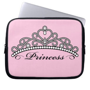 Funda Para Portátil Princesa Tiara Laptop Sleeve (fondo rosado)