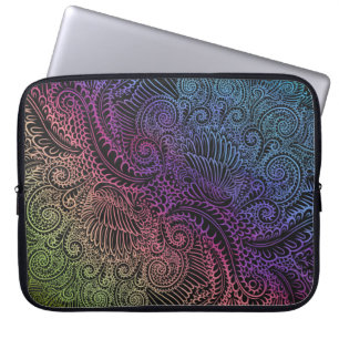 Funda Para Portátil Prismatic Swirl Arte de plumas fractales arcoiri