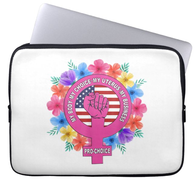 Funda Para Portátil Pro Choice Mi cuerpo Mi elección Mi Uterus Mi nego (Frente)