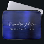Funda Para Portátil Profesional de negocios de monograma metálico azul<br><div class="desc">Moderno Funda de publicidad promocional (promocional) de Monograma elegante sin inoxidable metálico de la Marina Azul Faux o Sleeve. Este elegante funda profesional de informática empresarial se puede personalizar para incluir su nombre de firma de escritura monogramada y su profesión o puesto de trabajo.</div>